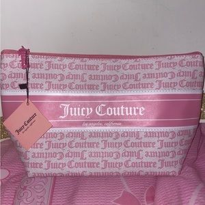 NWT Juicy Couture Pink white cosmetic travel bag
